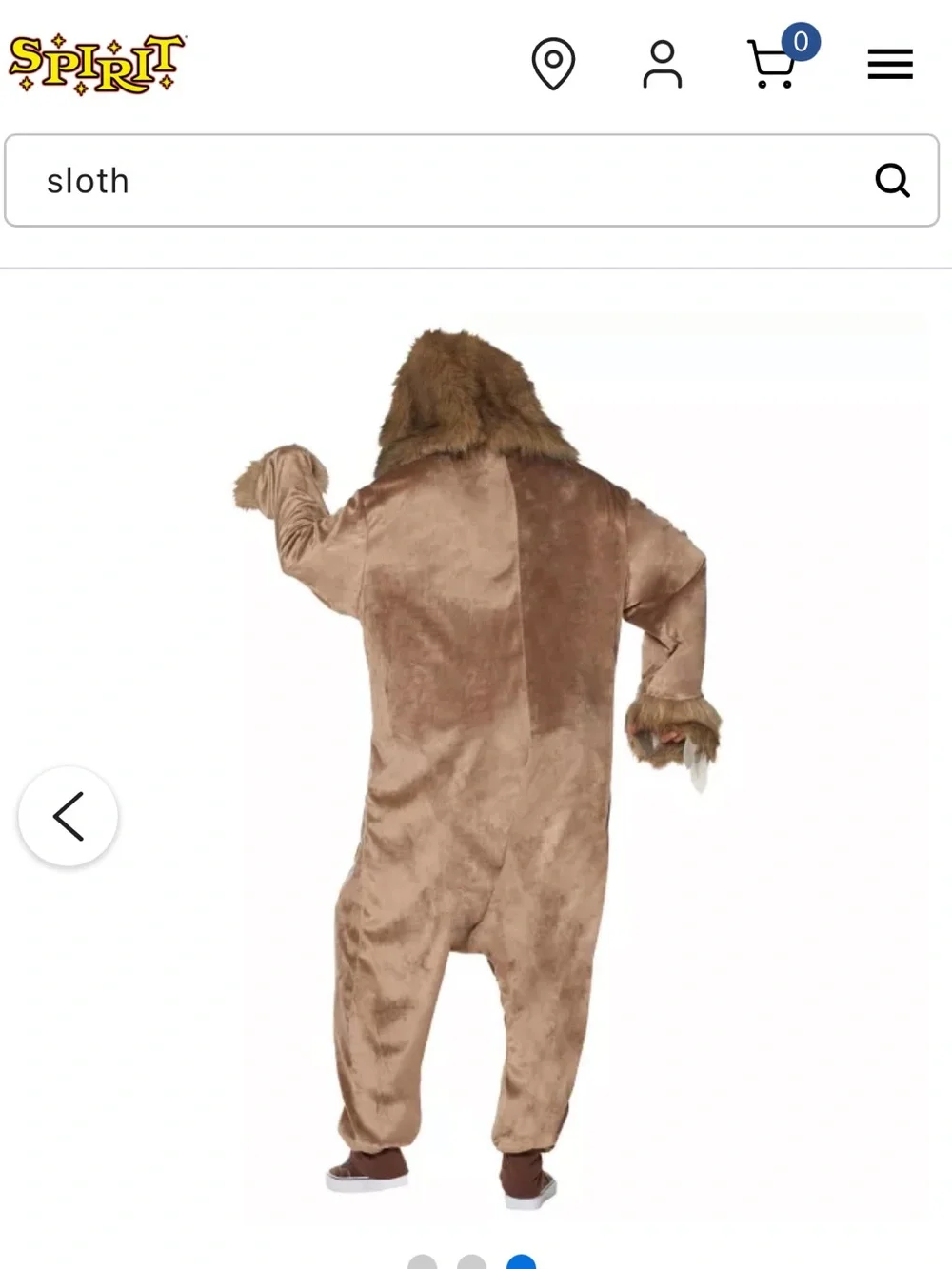 Spirit Halloween Sloth Hooded Zip-up Onesie One Size Like New - Picture 4 of 4